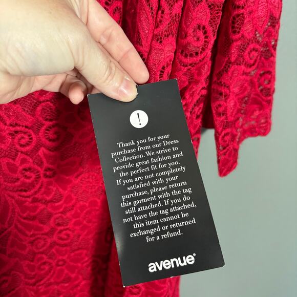 Avenue NWT Red Lace Midi Shift Special Occasion Dress - 30/32 - Womens Plus Size - Picture 5 of 10